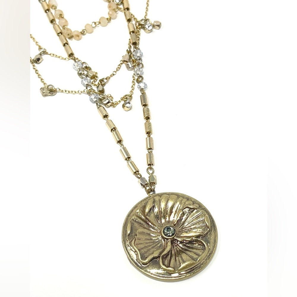 New Free People Layered Charm Necklace Gold